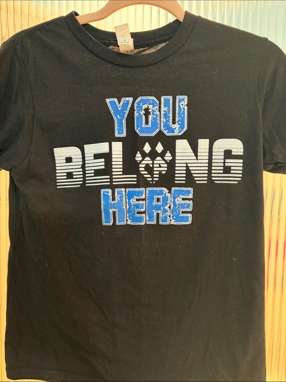 Cheer Athletics Black 'You Belong Here' Graphic Tee - Blue & White Print